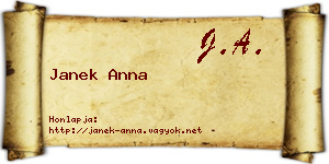 Janek Anna névjegykártya